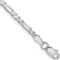 thumbnail image 1 of 14K White Gold Wg 2.75mm Flat Figaro Chain Anklet (9 X 2.75) Made In South Africa wfig070-9, 1 of 4