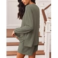 thumbnail image 5 of Ekouaer 2 Pieces Lounge Set for Women Long Sleeve Pajamas Top and Shorts Matching Sets Outfits with Pockets, 5 of 6