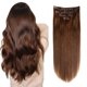 thumbnail image 1 of GEELOOK Extensiones de cabello con clip de cabello humano real de 20.0 in, color marrón chocolate #4, doble trama, 100% cabello humano Remy, grueso, largo, suave, sedoso, recto, 4 unidades, 10 clips p, 1 of 1