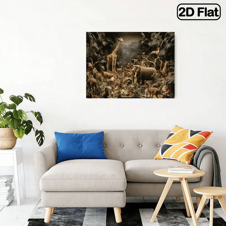 500pcs Animal Puzzle - Vibrant Jungle Wildlife Scene with Giraffes, Elephants, Birds More - Challenging DIY Game for Adults Families,20.4*14.9 in.