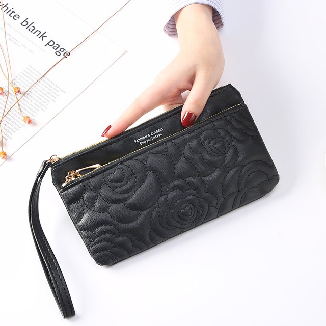 Portefeuille à Fermeture Éclair Mode Sac à Main pour Femmes Sac à Main Pochette Porte-Cellulaire Porte-Cartes Grande Capacité Sac à Main