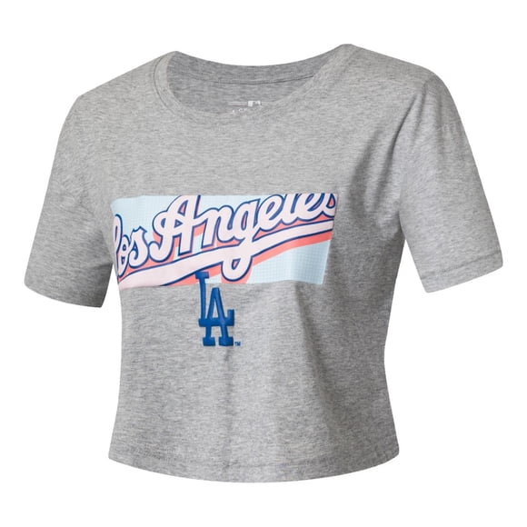 Playera Fanatics Mlb Mujer Dama Crop Top Los Angeles Gris negro S