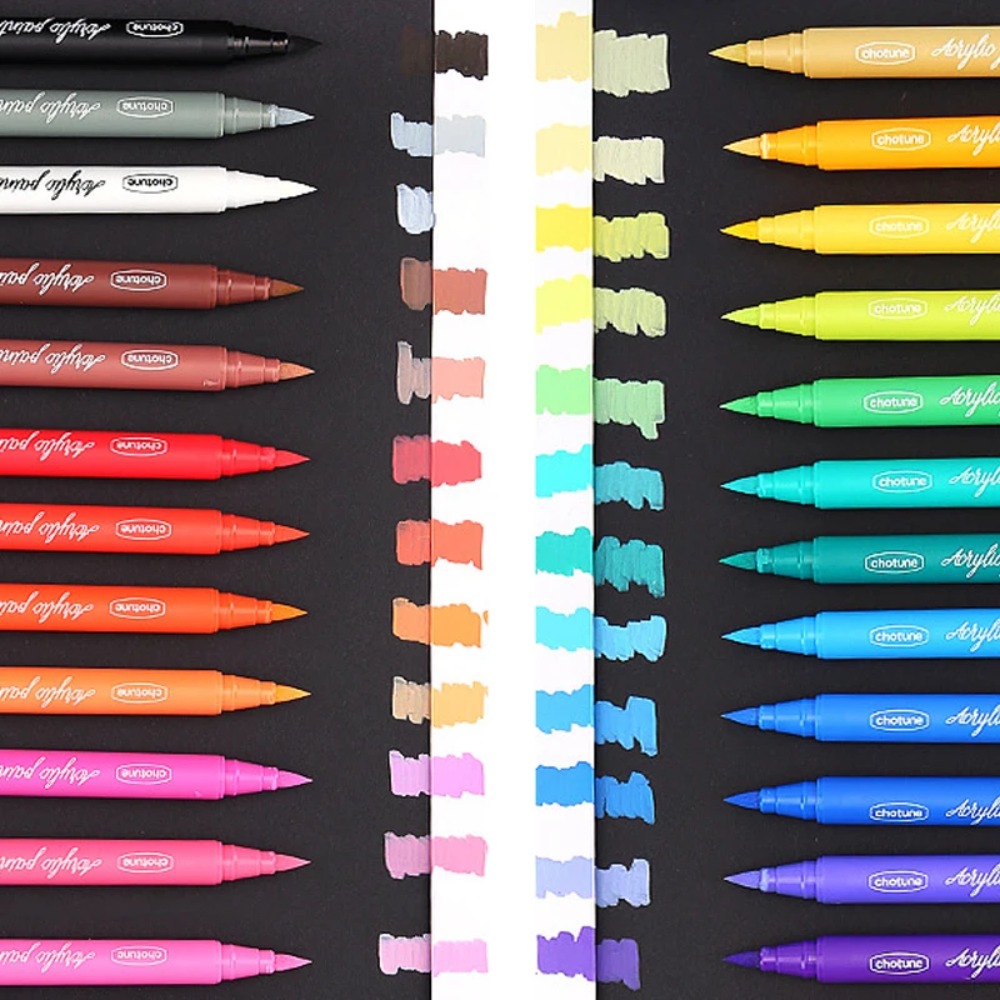 12/24/36 Colors Paint Markers, Acrylic Paint Pens for Artists Adults Coloring Drawing - Extra Brush Tip for Rock Painting, Wood, Canvas, DIY Crafts Making Art Supplies