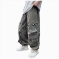 thumbnail image 3 of HFHAPW Boys Baggy Cargo Pants Casual Loose Fit Parachute Pant Fashion Harem Joggers with Pockets(Dark Gray,14-16Y), 3 of 9
