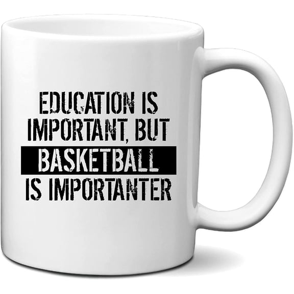 Coffee Mug For Basketball Lovers From Kids Education Is Important But Basketball Is Importanter Funny Quotes Basketball Gifts Ceramic 11 15oz Cup Gifts For Family Friends Sport Team Birthday