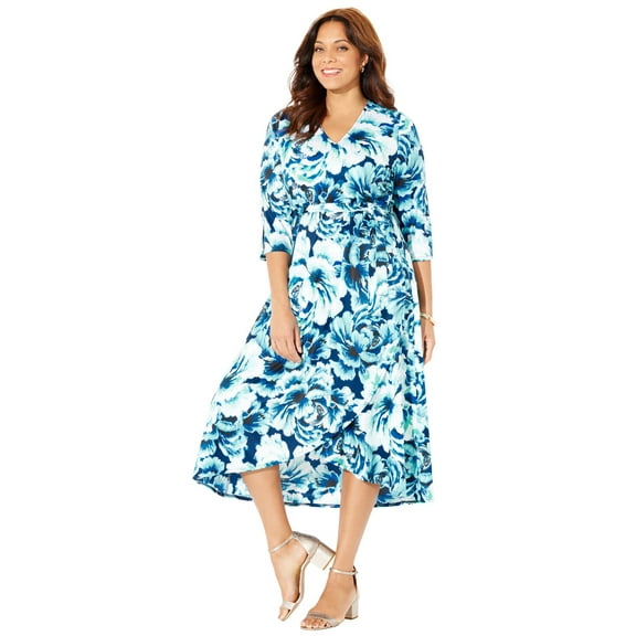 Catherines Women's Plus Size Easy Faux Wrap Dress