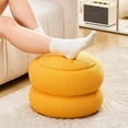 thumbnail image 3 of Tcbosik Cute Macaron Ottoman with Storage, Plush Teddy Velvet Stool for Toy & Blanket Organization - Functional & Decorative Footrest,15"Dia x 11.8"H, Yellow, 3 of 7