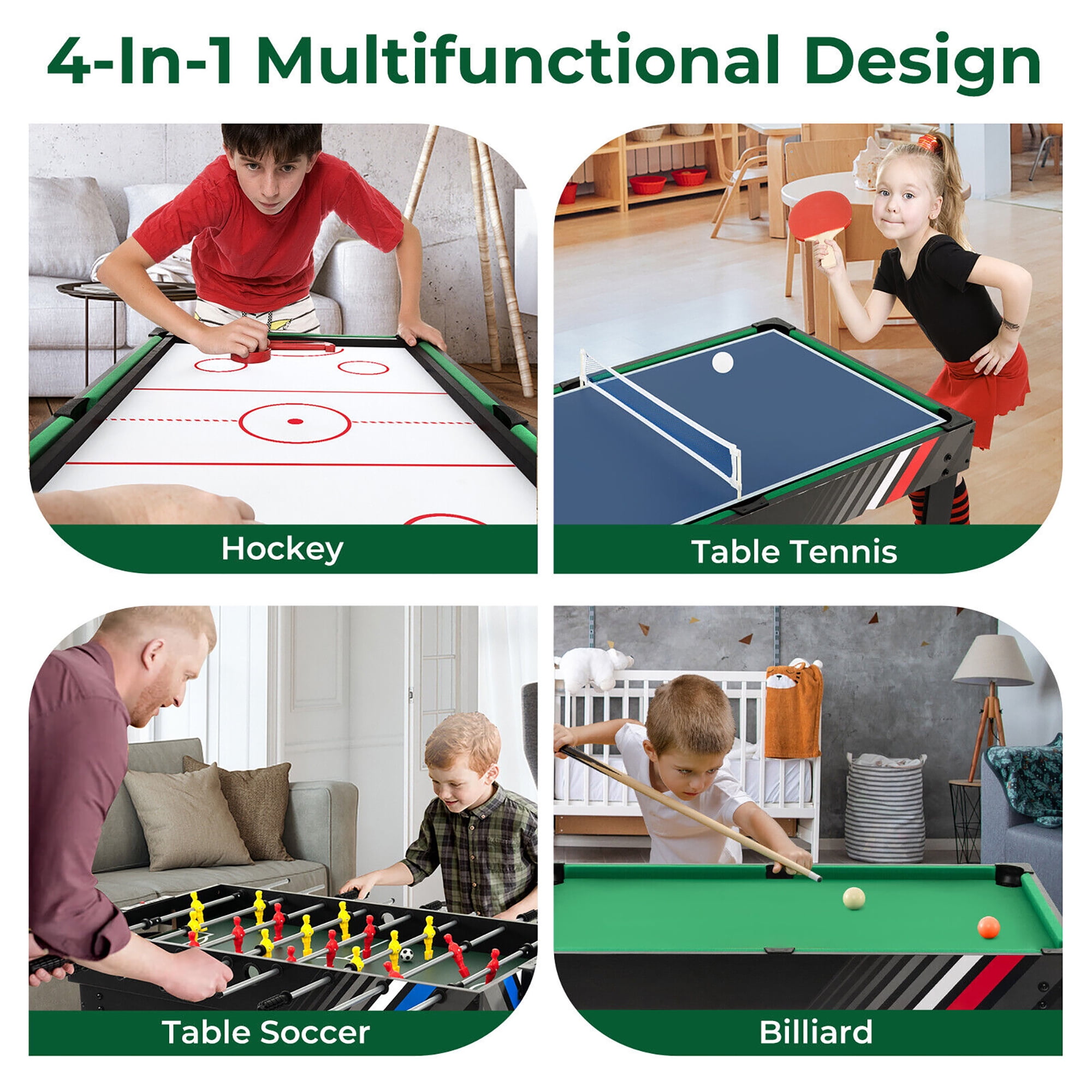 Gymax 4-in-1 Multi Game Table 49'' Combo Game Set W/Soccer