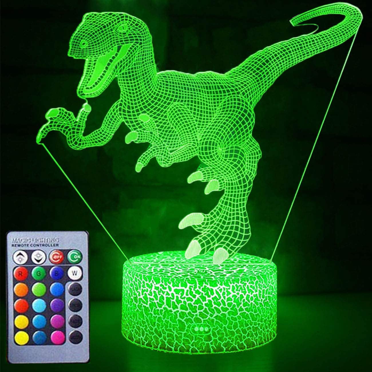 Details about   Dinosaur 3D Night Light 16 colors Change LED Desk Lamp Remote for Kids Toy GIFT 
