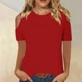 thumbnail image 2 of Timegard T-Shirts à Manches Courtes pour Femmes, Épaule Dénudée, Col Ras du Cou, Tunique Décontractée Confortable, T-Shirt Basique Mignon, 2 of 6