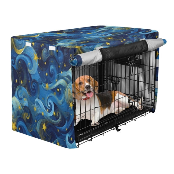 Qxltty Star Cloud Night Sky Crate Cover Durable Oxford Cloth Pet Kennel Sunshade Universal Fit for 35in Wire Cage