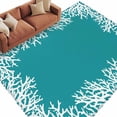 thumbnail image 2 of Sea White Coral Washable Living Room Rugs 5'x8', Marine Green Background Modern Art Low Pile Throw Large Area Rug Non-Slip Sturdy Edge Binding Carpet for Living Room Kitchen Office, 2 of 9
