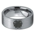 thumbnail image 2 of Tungsten Keltic Celtic Many Knots Heart Shape Band Ring 8mm Men Women Comfort Fit Gray Flat Cut Brushed Polished, 2 of 4