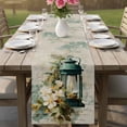 thumbnail image 4 of Vintage Oil Light Table Runner 120 Inches, Spring Flowers Leaves Candles Retro Bed Runner Dresser Scarves Tabletop for Indoor Outdoor Parties/Ceremony/Banquet, 13"x 120", 4 of 8