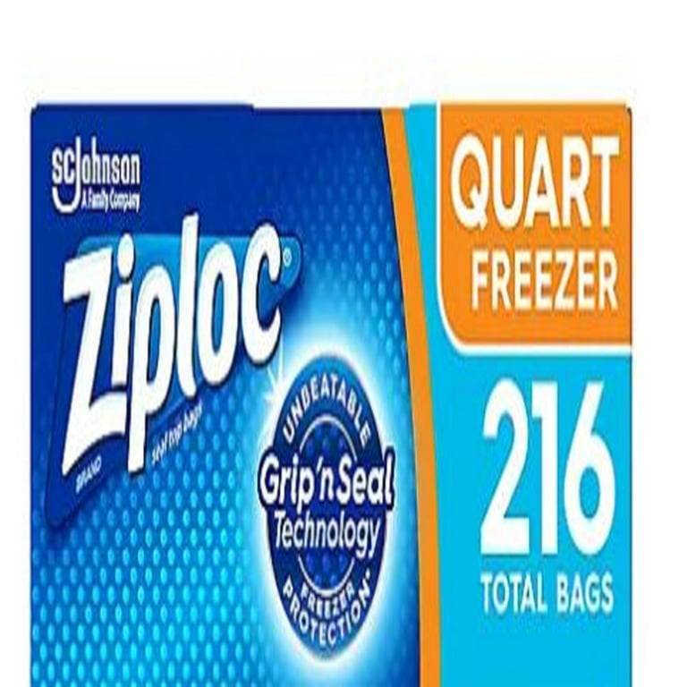 Ziploc® Brand Freezer Bags with Grip 'n Seal Technology, Quart, 100 Count