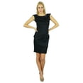 thumbnail image 2 of Bimba Women Black Bodycon Dress Knee Length With Heavy Sequin Neckline, 2 of 7