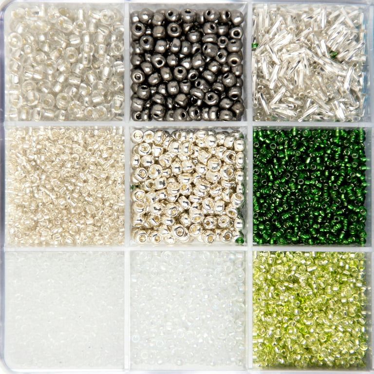 Threadart 12 Color Set of Glass Seed Beads - Size 12, Round 2mm - 10800  Beeds - 900 Beads Per Color 