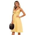 thumbnail image 3 of NAYAOTO Women 2026 Summer Dresses Tie Front V-Neck Spaghetti Strap Button Down A-Line Backless Swing Midi Dress, 3 of 5