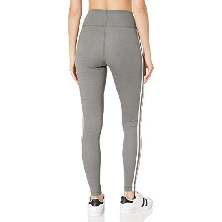 adidas womens Designed 2 Move 3-Stripes High-Rise Long Tights - Dark Grey  Heather/White - Small