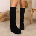 thumbnail image 2 of Taqqpue Women's Knee High Boots Round Toe Slip On Wedge Heel Platform Comfortable Long Boots for Women Size 5.5-10.5 Fashion Dress Shoes Fall Winter Riding Footwear Casual Walking, 2 of 10