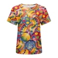 thumbnail image 5 of Daisyyozoid Chandail de Pâques Drôle pour Femmes, Imprimé d'Oeufs Colorés, Blouse Décontractée et Amusante à Manches Courtes, 5 of 5