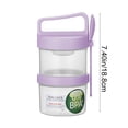 thumbnail image 3 of Vaso de plástico portátil para desayuno con cuchara | Envase para cereales, yogur y leche | Recipiente de dos niveles a prueba de fugas para separar alimentos secos y húmedos, 3 of 6