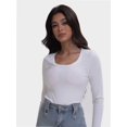 thumbnail image 4 of Casual Women's Long Sleeve Shirts Knit Fitted Stretch Scoopneck Basic Solid Tunic Tops, 4 of 6