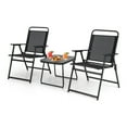 thumbnail image 4 of 3-Piece Patio Furniture Set Folding Bistro Set, Outdoor Conversation Chairs & Table, Space Saving Metal Frame for Backyard, Garden, Poolside, 4 of 9
