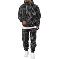 thumbnail image 2 of JULMCOMO Mens Tracksuit Tree Leaf Print Drawstring Hooded Casual Loose Fit Pullover Sweatshirt Drawstring Jogging Pants Sweatsuit Fall Winter 2 Piece Sets Black L, 2 of 5