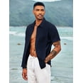 thumbnail image 6 of Coshow Men's Casual Button Down Shirts Short Sleeve Linen Shirts Summer Beach Dress Shirt, 6 of 6
