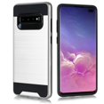 thumbnail image 1 of for 6.4" Samsung Galaxy S10 Plus Brushed Metal Slip Resistant Hybrid Slim Hard Back Cover Raised Bevel Design Aim At All Buttons and Sockets Shockproof Bumper Impact Armor Protective Case Silver, 1 of 4