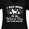 thumbnail image 4 of Inktastic I Was Born to Be Wild and Free with Wolf and Mountains Women's Plus Size V-Neck T-Shirt, 4 of 5