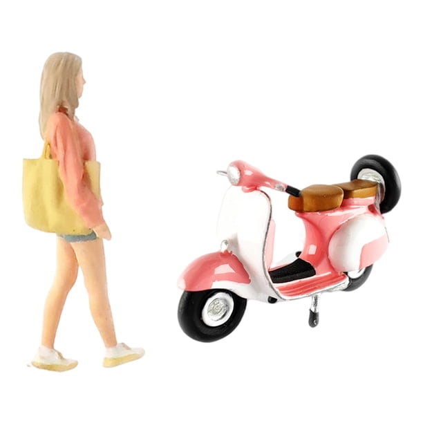 Pintado a mano 1/64 S Chica Motocicleta Zulema Diseño Escala S Rosado