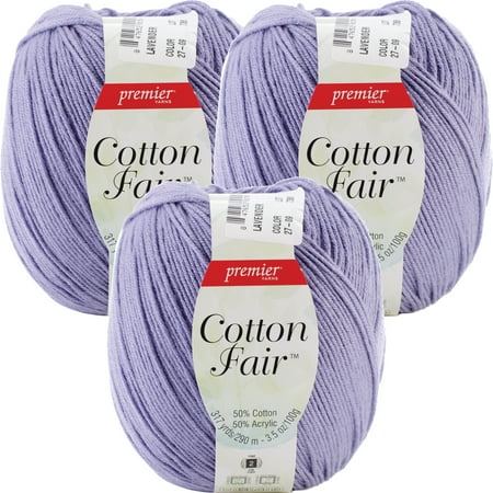 Premier Yarns Cotton Fair Solid Yarn-Lavender, Multipack Of 3