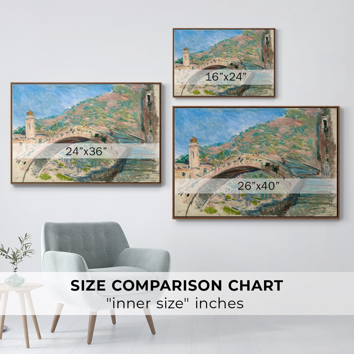 Vintage Landscape-CLIV By Wexford Home Framed in Walnut Wood Gallery Wrapped Canvas 27 in. x 41 in.