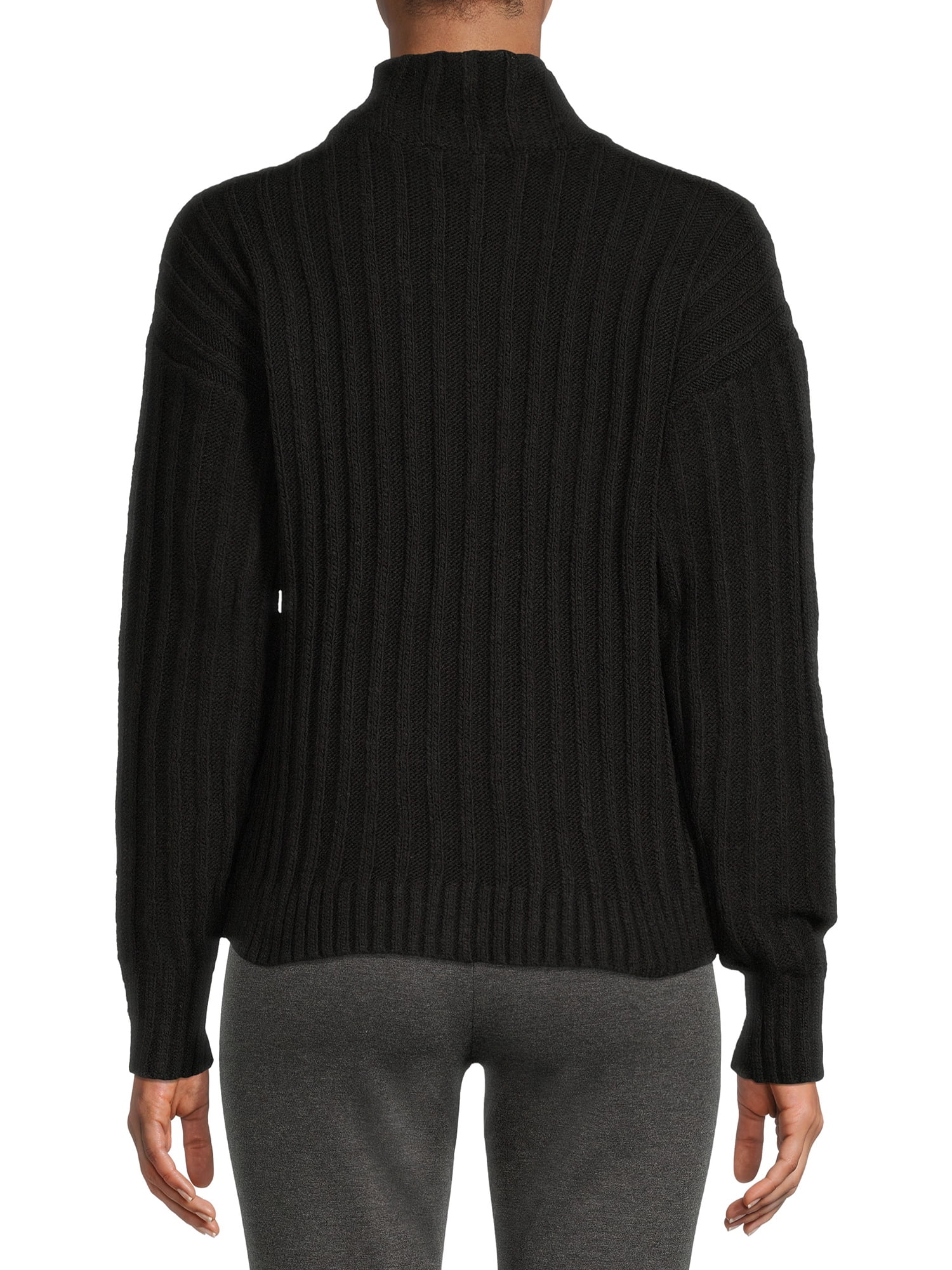 Time and Tru Women's Ribbed Mock Neck Sweater Sweater