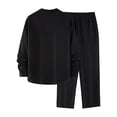 thumbnail image 6 of Men's 2 Piece Vertical Striped Textured Outfits Summer Casual Long Sleeve Button Down Shirts and Pants Matching Sets Black, 6 of 8
