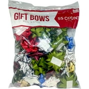 Berwick Offray Premium Holiday/Christmas Peel N Stick Gift Bows - 4 Sizes & Assorted Colors (55 Bows)
