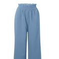 thumbnail image 7 of QLEICOM Women's Stretchy Wide Leg Pants Summer High Waisted Cotton Linen Palazzo Pants Wide Leg Long Lounge Pant Trousers with Pocket Blue S, US Size 4, 7 of 7