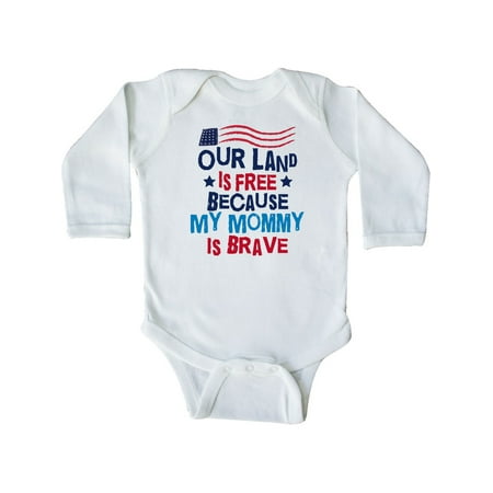 

Inktastic Military Land is Free Mommy is Brave Gift Baby Boy or Baby Girl Long Sleeve Bodysuit