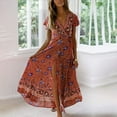 thumbnail image 2 of Odeerbi Floral Boho Dress Side Split Maxi Dress Summer DressWomen's Summer V-neck Dress Beach Bohemian Floral Print Holiday Dress, 2 of 6