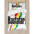 thumbnail image 3 of Rasta Duvet Cover Set King Size, Reggae Rastafari Lettering on Grunge Design Flag Colors Backdrop Art Print, Decorative 3 Piece Bedding Set with 2 Pillow Shams, Red Green and Yellow, by Ambesonne, 3 of 3