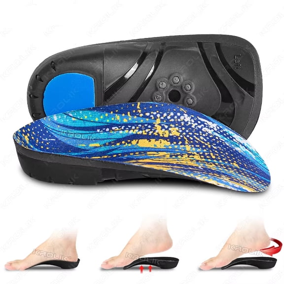 1Pair 3/4 Severe Orthotic Arch Support Insole Insert,Flat Feet Orthopedic Shoes Sole Pads for Heel Pain & Plantar Fasciitis Men Woman