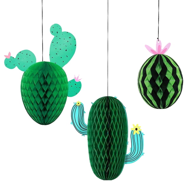 Injueey 3x decoraciones de fiesta de cactus verdes | Decoración Decoraciones de verano Decoraciones | Centros de de cactus Kits de decoración para fiestas