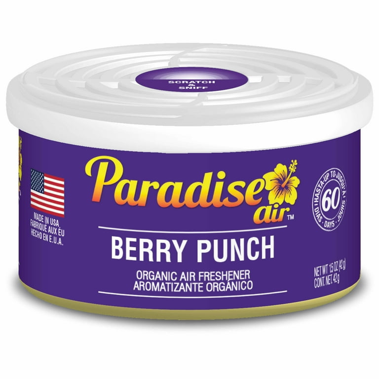 2 Pc Paradise Organic Air Freshener Berry Punch Scent Fiber Can