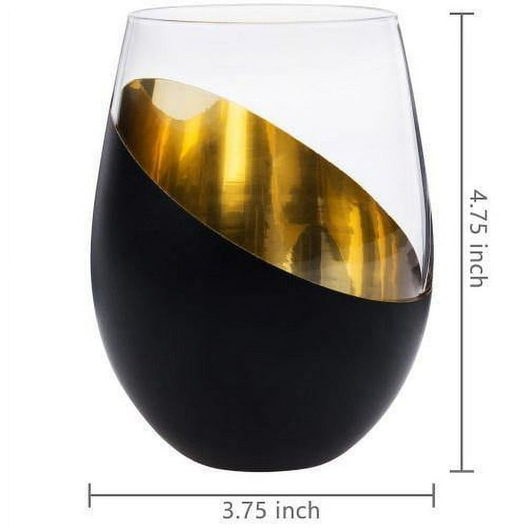 Stolzle 3520012T/2492 Glisten 16.5 oz. Matte Black/Gold Stemless Wine Glass  / Tumbler - 6/Case