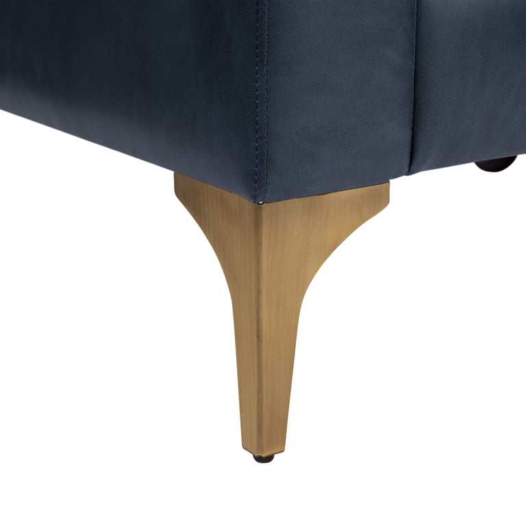Serta Hemsworth Mid-Century Modern Armchair, Navy Blue Faux
