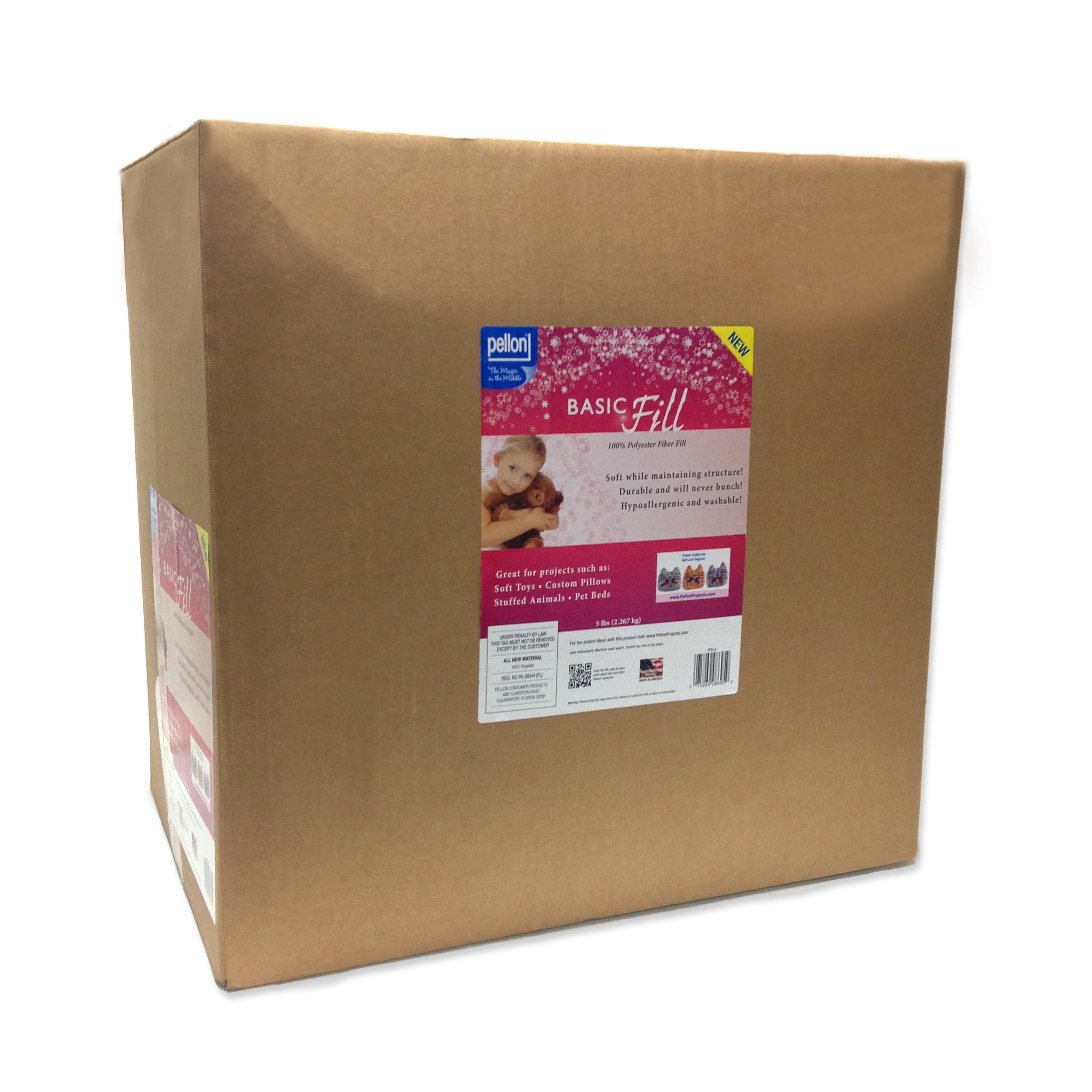 Pellon Basic Fiber Fill. Color: White. Size: 5 Pounds Precut Polyester