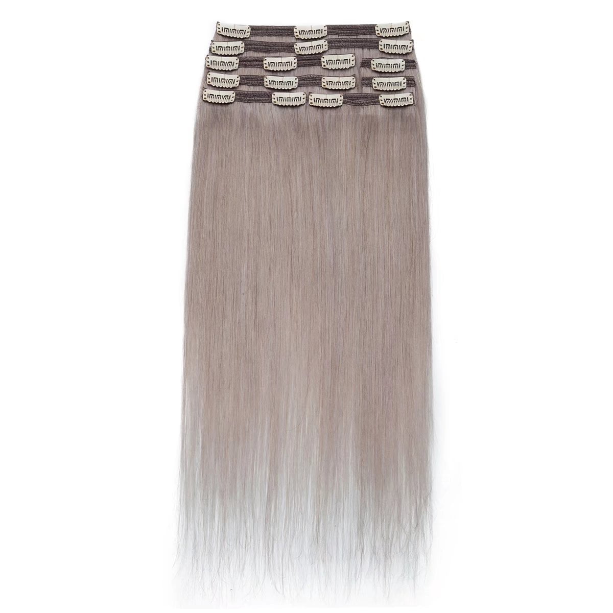 MY-LADY Extra Thick Clip in 100% Remy Human Hair Extension Double Weft Full Head Natural Hairpiece 110-170g #GREY 14inch
