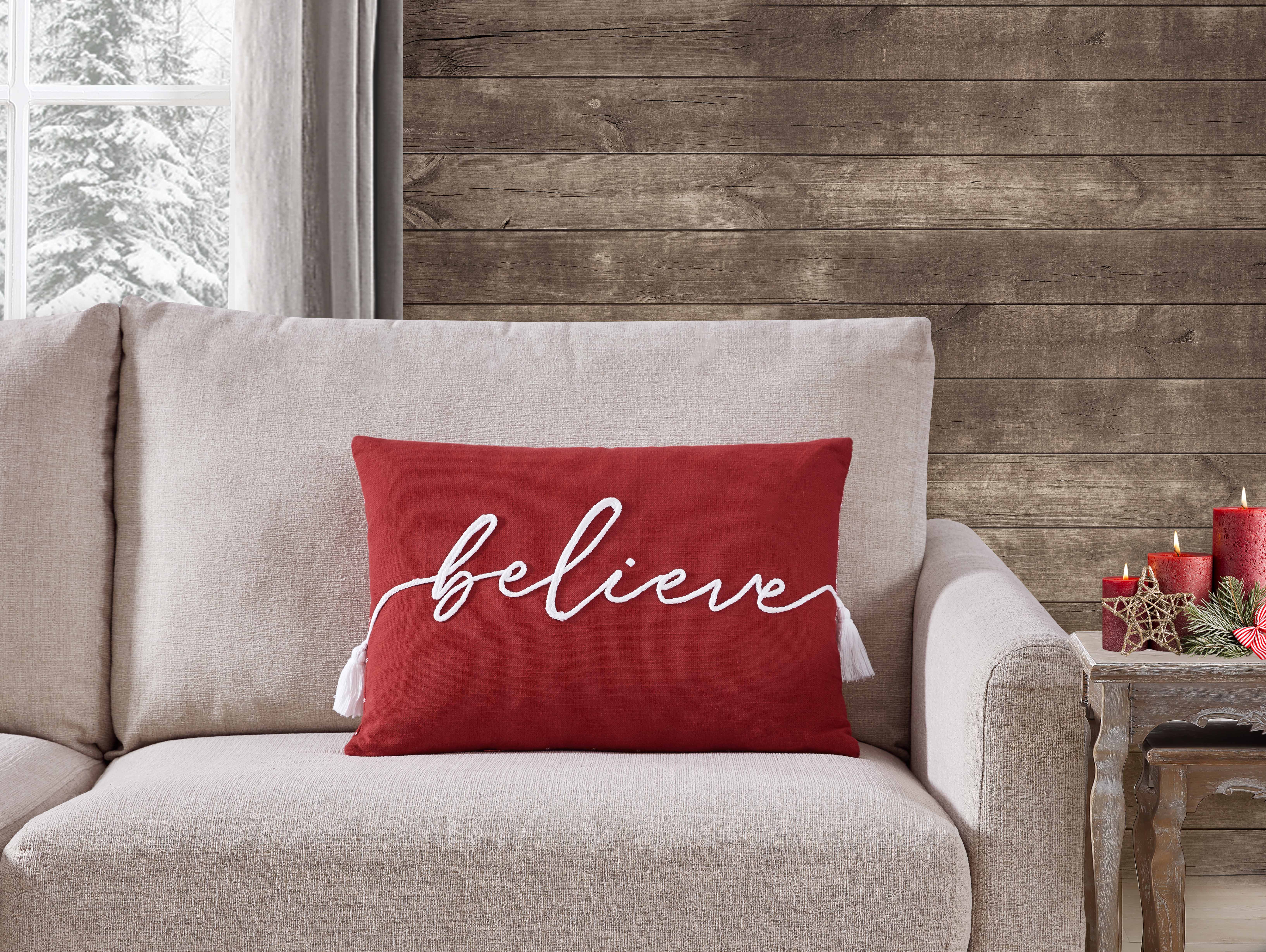 Mainstays Believe Oblong Decorative Throw Pillow, 14" x 20", 1pc